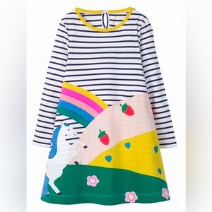 Mini Boden Rainbow Unicorn dress, size 5-6